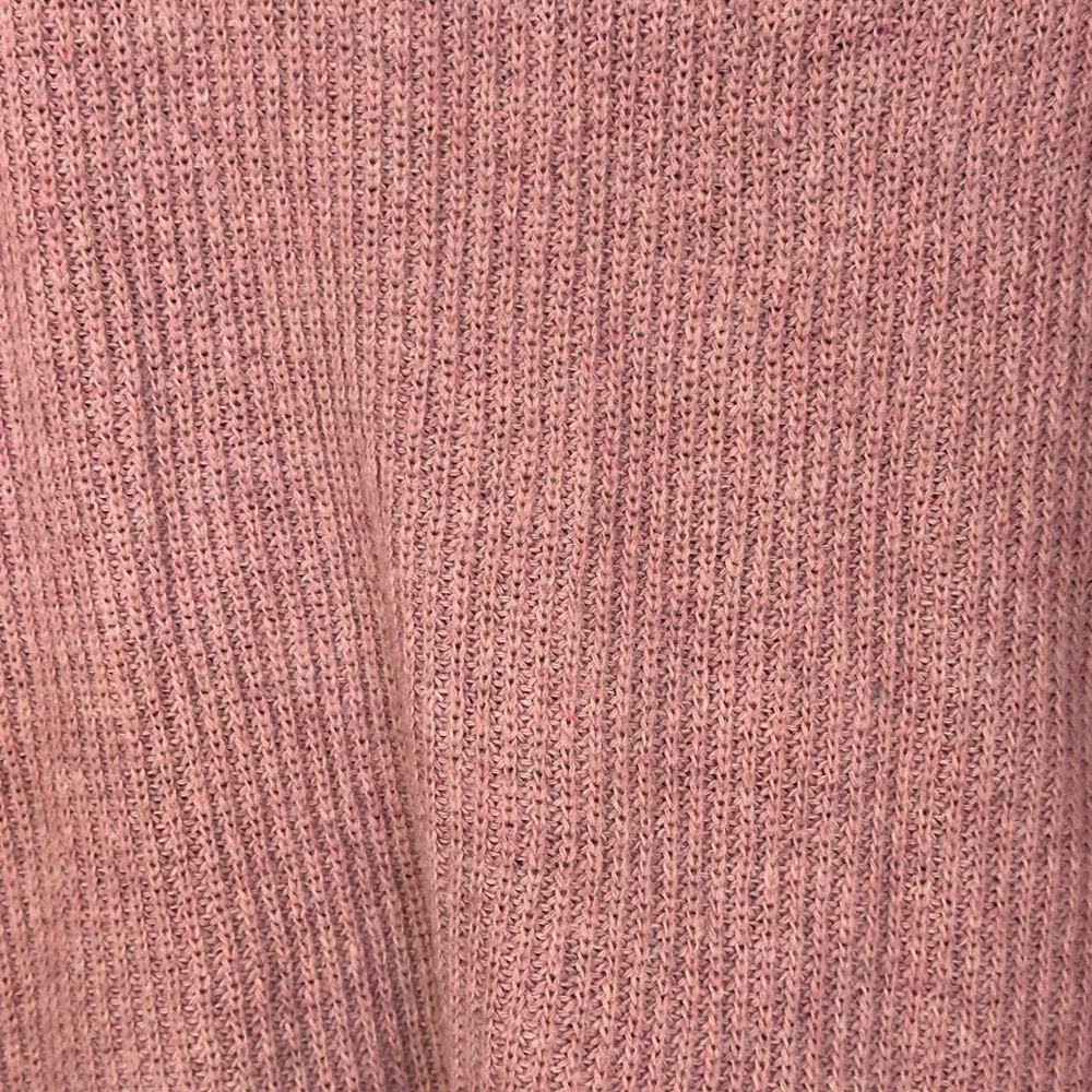 Pink Cowl Neck Sweater with Ribbed Knit Texture - Picture 3 of 4